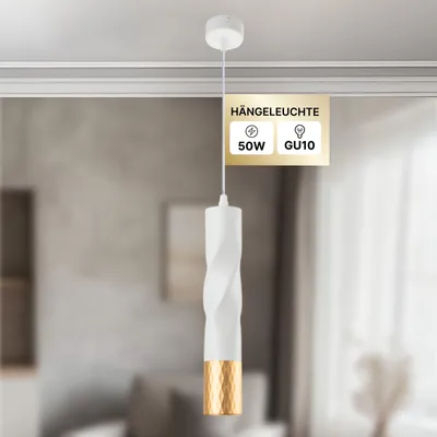 Produktbild von Pendelleuchte Weiß, 1-flammig, Zylinderform, höhenverstellbar, ARTE LAMP Sadr, GU10 bis 50 W, für Esstisch & Küche, 6 x 6 x 30 cm, A3280SP-1WH