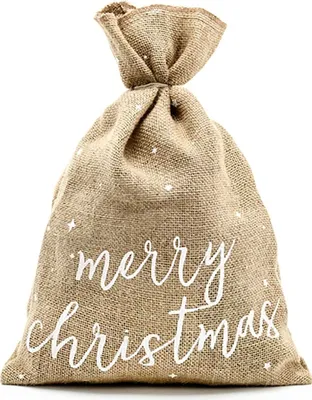 Produktbild von Jutesack Merry Christmas 30x42 cm Weihnachtsgeschenk Sack mit Garn
