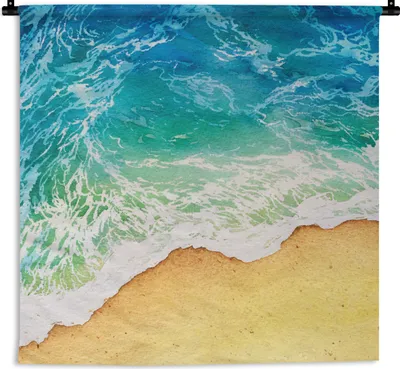 Produktbild von MuchoWow® Wandteppich Wandbehang Strand - Meer - Golf 150x150 cm Tapisserie Dekoration Wandtuch - Wohnaccessoires - Modernes
