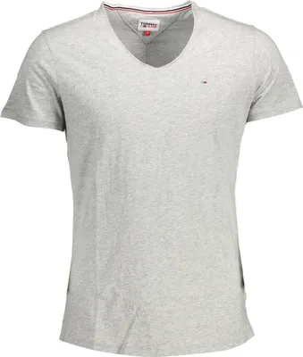 Produktbild von Herren Bio-Baumwoll T-Shirt – Grau, V-Ausschnitt & Stickerei