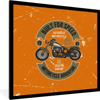 Produktbild von MuchoWow® MuchoWow® Gerahmtes Poster Vintage - Motor - Orange 40x40 cm - Poster mit zchwarzem Bilderrahmen - Mit Rahmen - Wanddekoration Schlafzimmer