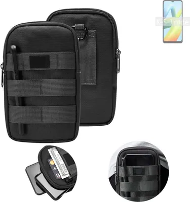 Produktbild von K-S-Trade Holster Gürtel Tasche kompatibel mit Xiaomi Redmi A1+ Handy Tasche Schutz Hülle dunkel-grau viele Fächer, 1x