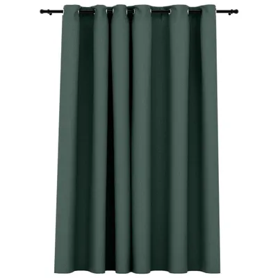 Image de Rideau occultant Aspect de lin avec œillets Vert 290x245 cm