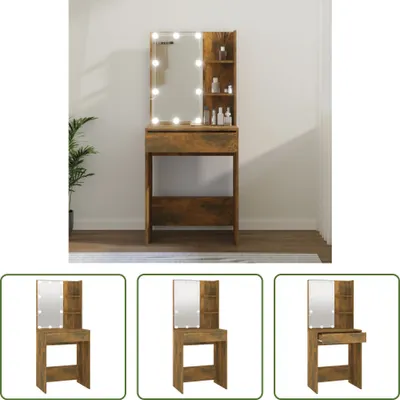Zdjęcie produktu dla The Living Store Toaletka z diodami LED dąb wędzony 60x40x140 cm