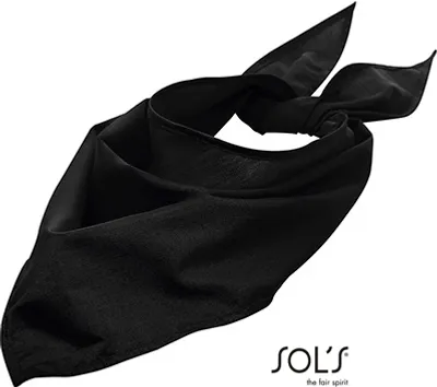 A black bandana tied in a knot, shown against a white background.