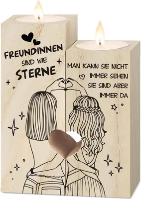 Produktbild von Holz Kerzenhalter Herzform Geschenk für Freundin Frauen, Dekoration Büro Schlafzimmer