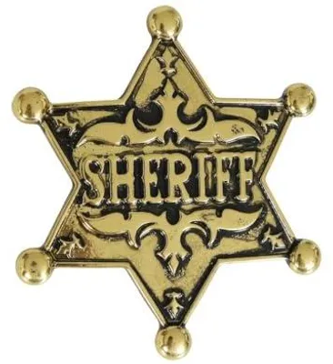 Productafbeelding van Sheriffster voor cowboykostuum, westernaccessoire, carnaval, westernfeest. Authentieke sheriffster voor cowboyoutfit, sheriffverkleeding, kleur: goud