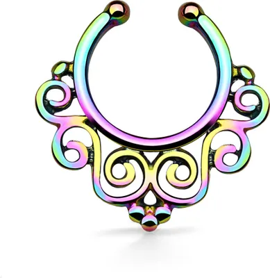 Produktbild von Nasenpiercing Nasenring Fake Piercing Septum Chirurgensthal Tribal Ornamente Helix rainbow