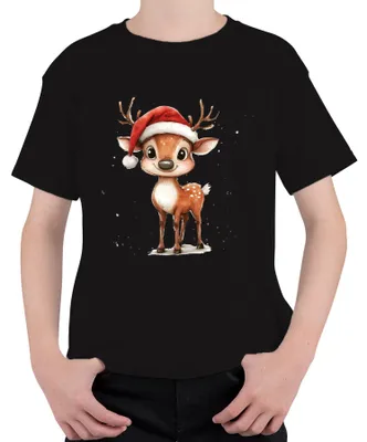 Produktbild von Niedliches Weihnachtsrentier Santa Kinder Geschenk Cartoon Retro Kinder T-Shirt, Schwarz, 104