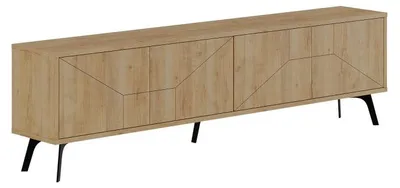 Image de Meuble TV en panneau mélaminé chêne 180 x 50 x 29,6 cm