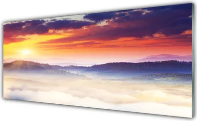 Produktbild von Acrylglasbilder 125x50 Wandbild Druck Gebirge Sonne Landschaft