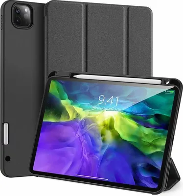 Produktbild von Hülle für iPad Pro 12.9 2020 (4.Generation), Ultradünne Smart Cover Schutzhülle mit Stifthalter, Automatischem Schlaf/Aufwach, Unterstützt Das Aufladen des iPad Pencil, Schwarz