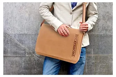 Produktbild von Herren Laptoptasche aus Leder 17 Zoll - Große Schultertasche - Messenger Bag/Arbeitstasche für A4-Notizbuch