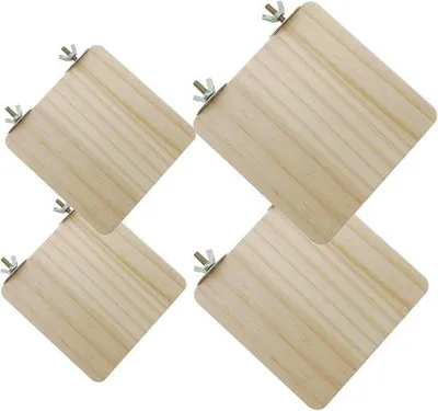 Produktbild von Famanu Holz-Sprungbretter für Hamster, Chinchillas, Mäuse, Ratten und kleine Haustiere - Set von 4
