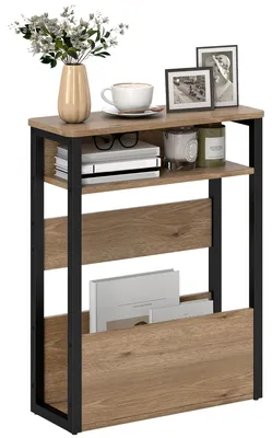 Produktbild von Couchtisch im Industriestil mit 2 Ablagen, Holz und Metall, 46 x 18 x 58,5 cm, dunkelwalnussfarben