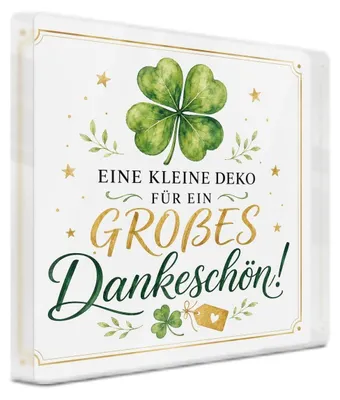 Immagine prodotto di Segnaletico in acrilico con la scritta "Grazie", ideale per decorare uffici e case, dimensioni 10x10 cm
