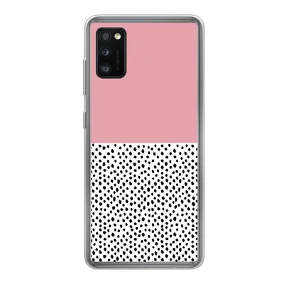 Produktbild von MuchoWow® Handyhülle Schutzhülle Hülle für Samsung Galaxy A41 Polka dots - Schwarz - Rosa Silikon Softcase Handy Hülle - Mobiltelefon