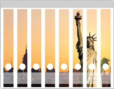 Produktbild von Wallario Ordnerrücken Sticker, selbstklebend für schmale Ordner, 8 Stück, Motiv Freiheitsstatue New York
