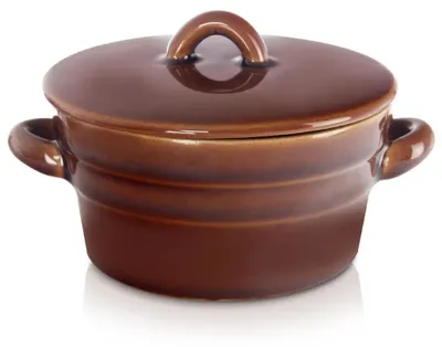 Image de Pot en céramique avec couvercle - 340 ml - Marron