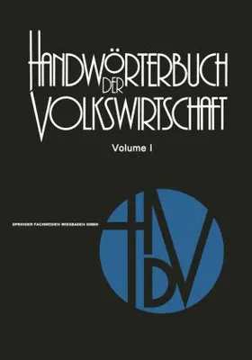 Image de Handwörterbuch der Volkswirtschaft