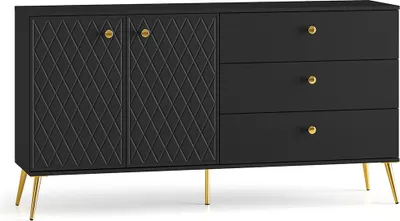 Produktbild von Sideboard Eljot Kombikommode 160x40x85cm Schwarz Goldfarben