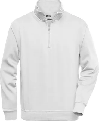 Produktbild von James & Nicholson Sweatshirt Workwear Half Zip weiß Größe M