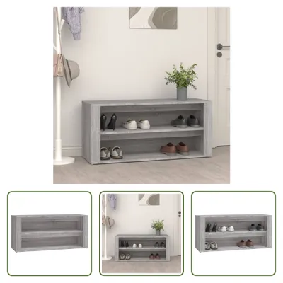 Produktbild von The Living Store Schuhregal Grau Sonoma 100x35x45 cm Holzwerkstoff