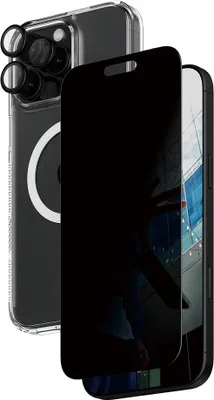 Zdjęcie produktu dla PanzerGlass ® 3-in-1 Privacy Protection Bundle iPhone 16 Pro Max, Apple, Apple - iPhone 16 Pro Max, Aplikacja na sucho, Odporny na zadrapania, Odporny na wstrząsy, Przezroczysty, 1 szt.