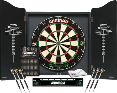 Image de Winmau Set Cabinet de fléchettes + cible + 2 jeux de fléchettes + ligne de lancement etc.