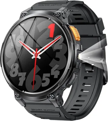 Produktbild von findtime Taschenlampe Smartwatch Herren 730 mAh Akku 1,85" HD-Display-Sportuhr Telefonfunktion Gesundheitsuhr Sportuhr Pulsmesser Schlaftracker Schrittzähler Laufuhr für Android iOS
