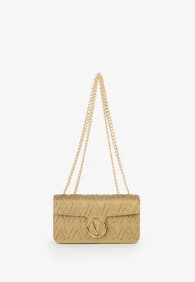 Produktbild von Elegante Damengold-Tasche mit Kettenhenkeln und Kontrastdetails