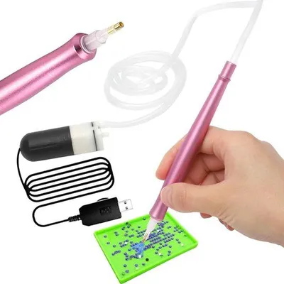 Image de Fraise diamantée électrique 5D avec chargeur et accessoires, rose