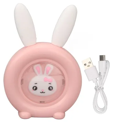 Produktbild von Elektrischer Handwärmer mit 2 Temperaturstufen, hasenförmigem, farbigem Licht, 1800-mAh-Akku, Taschenwärmer, Pink