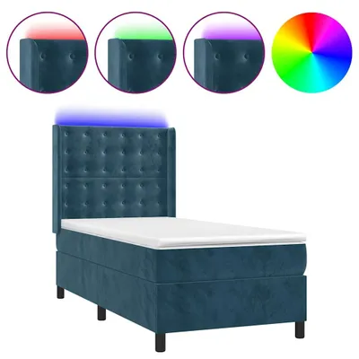 Produktbild von vidaXL Boxspringbett mit Matratze & LED Dunkelblau 80x200 cm Samt