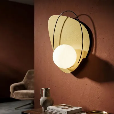 Obrázok produktu pre Nástenná lampa z kovu a skla, zlatá 28x17x32 cm