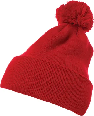 Produktbild von Yupoong Cuffed Pom Pom Knit Beanie red one size