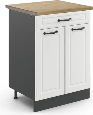 Produktbild von Küchenunterschrank Vicco R-Line Weiß Landhaus 60 cm , AP Eiche, Model 46625
