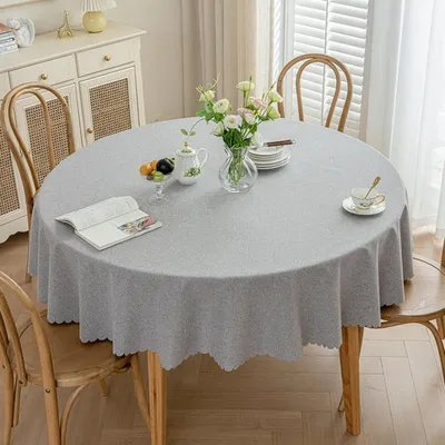 Obrázek produktu pro Kulatá ubrus, odolná proti skvrnám, voděodolná, světle šedá, průměr 280 cm