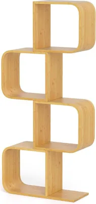 Immagine prodotto di Libreria in bambù a forma di S, 4 ripiani, 61x23x133,5 cm