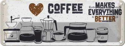Produktbild von vianmo Blechschild 10x27 cm Kaffee Coffee everything better