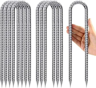 Produktbild von Famanu Grundanker für Trampoline - Robuste Erdnägel aus verzinktem Stahl - 30 cm - Silber