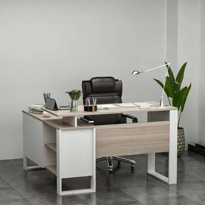 Immagine prodotto di Homidea ARES scrivania angolare moderna – Scrivania per computer a forma di L con ripiani e cassetti per l'ufficio e la casa 120/120 x 50 / 35 x 73,8 cm ( Avola - Bianco )