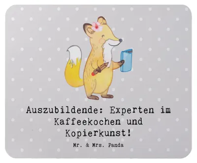 Produktbild von Mr. & Mrs. Panda Mousepad Auszubildende Kaffeekünstler - Grau Pastell - Geschenk, Alltagsheld, Berufsgestaltung, mausteppich, Ausbildungsverlauf, Mouse Pad, mousematte