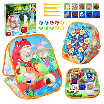 3-in-1 Cornhole-Spiel für Kinder, 26-teilig, Metallrahmen