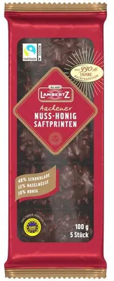 Obrázek produktu pro Lambertz Aachener Nuss Honig Saftprinten hořká čokoláda 100g