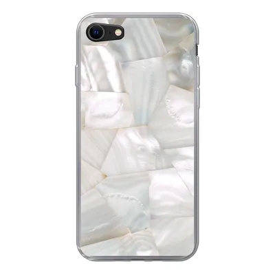 Produktbild von MuchoWow® Handyhülle Schutzhülle Hülle für iPhone 7 Naturstein - Perlmutt - Weiß Silikon Softcase Handy Hülle - Kartenhalter