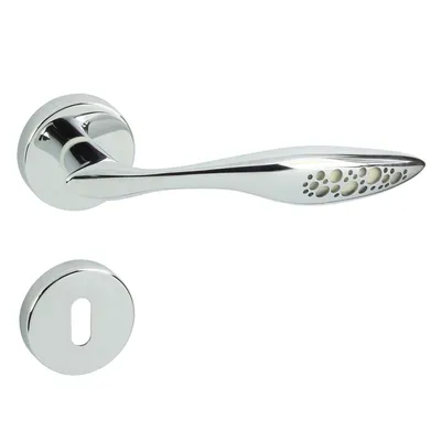 Produktbild von DOMINO Türgriff Drückergarnitur BB-Buntbart Set | Rund-Rosette | Türklinke für Bürotür, Kellertür & Innentür | Türbeschläge aus Aluminium | Chrom Türdrückergarnitur | MORFEO-R M6