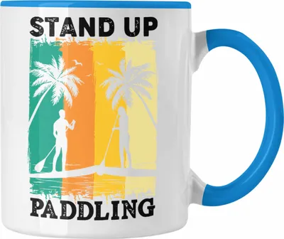 Produktbild von Trendation - Standup Paddling Tasse Geschenk SUP Geschenkidee Lustige Grafik Retro (Blau)