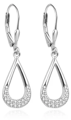 Image de Charmantes boucles d'oreilles en argent avec zircons AGUC3523