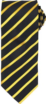 Zdjęcie produktu dla Premier Workwear PR784 | Sports Stripe Tie / Szerokość 3' / 7,5 cm / Długość 57' / 144 cm - Kolor: Czarny/Srebrny - Rozmiar: Jeden rozmiar